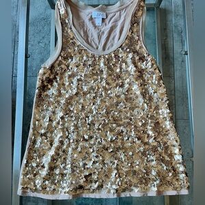 LOFT Gold Sequin Tank Top